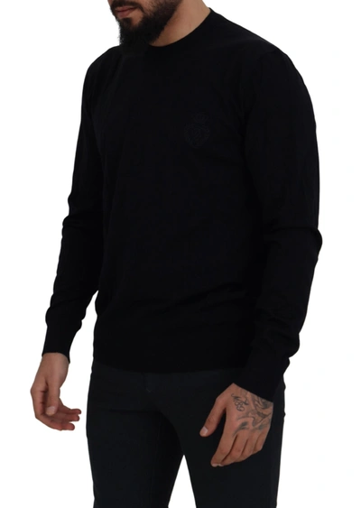 Shop Dolce & Gabbana Elegant Black Virgin Wool Pullover Men's Sweater