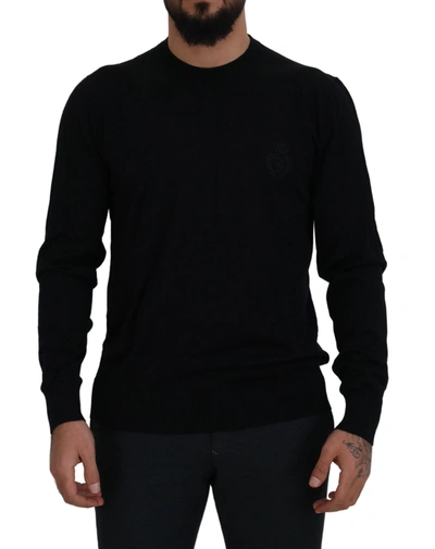 Shop Dolce & Gabbana Elegant Black Virgin Wool Pullover Men's Sweater