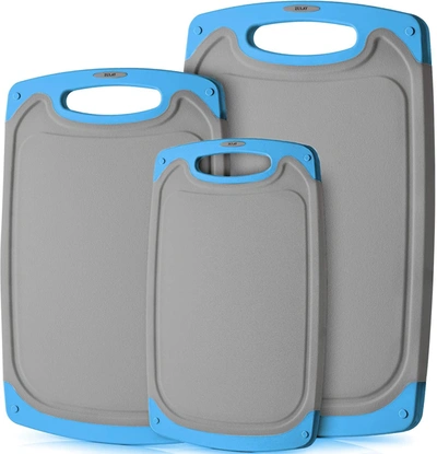 Zulay Kitchen Non-slip Kitchen Cutting Board With Juice Grooves (3 Piece) In Multi