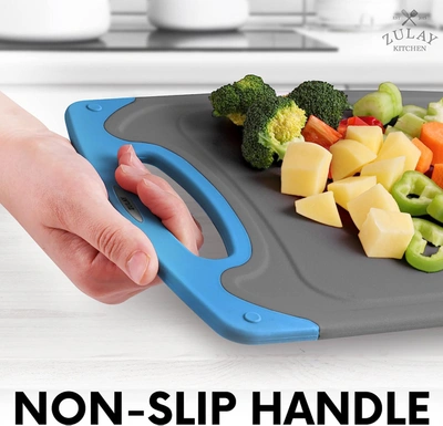 Shop Zulay Kitchen Non-slip Kitchen Cutting Board With Juice Grooves (3 Piece) In Multi