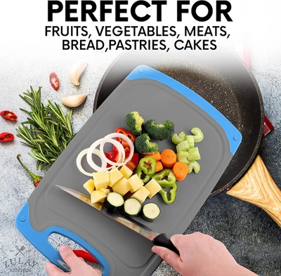 Zulay Kitchen Non-slip Kitchen Cutting Board With Juice Grooves (3 Piece) In Multi