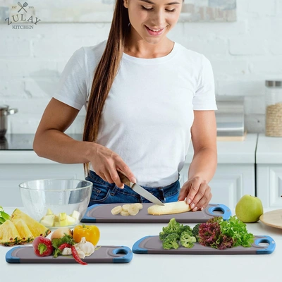 Shop Zulay Kitchen Non-slip Kitchen Cutting Board With Juice Grooves (3 Piece) In Multi