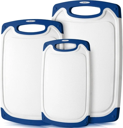 Zulay Kitchen Non-slip Kitchen Cutting Board With Juice Grooves (3 Piece) In Multi