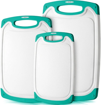 Zulay Kitchen Non-slip Kitchen Cutting Board With Juice Grooves (3 Piece) In Multi