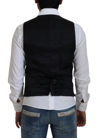 Shop Dolce & Gabbana Elegant Black Formal Wool-silk Dress Men's Vest
