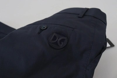 Shop Dolce & Gabbana Blue Cotton Chino Formal Men's Pants