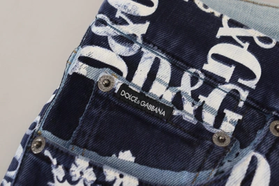 Shop Dolce & Gabbana Elegant Crown Print Denim Men's Pants In Blue