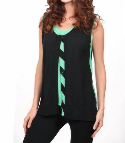 Angel Citrus Twist Button-up Vest In Black/green In Black