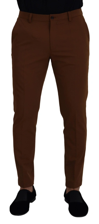 Shop Dolce & Gabbana Brown Wool Chino Skinny Men Men's Pants