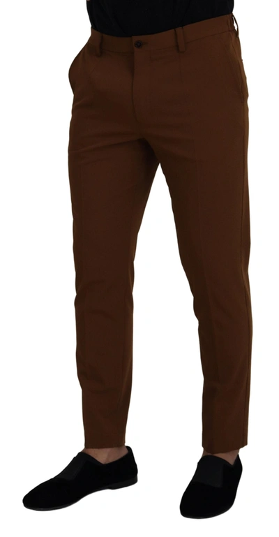 Shop Dolce & Gabbana Brown Wool Chino Skinny Men Men's Pants
