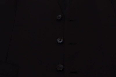Shop Dolce & Gabbana Dark Blue Wool Stretch Waistcoat Formal Men's Vest