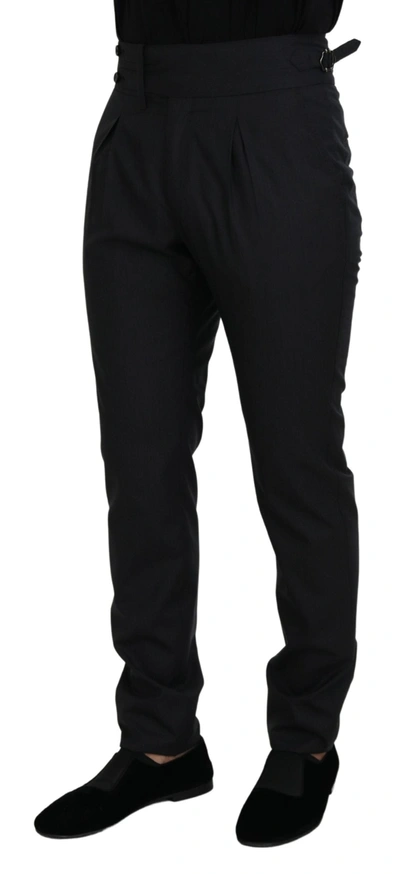 Shop Dolce & Gabbana Dark Grey Solid Men Formal Men's Pants In Gray