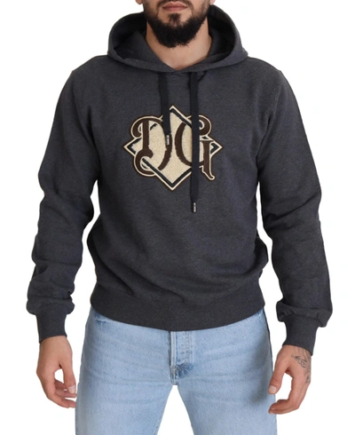 Shop Dolce & Gabbana Gray Logo Cotton Hooded Sweatshirt Men's Sweater