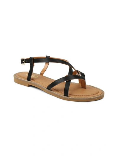 Shop Xoxo Maury Womens Faux Leather Strappy Flat Sandals In Black
