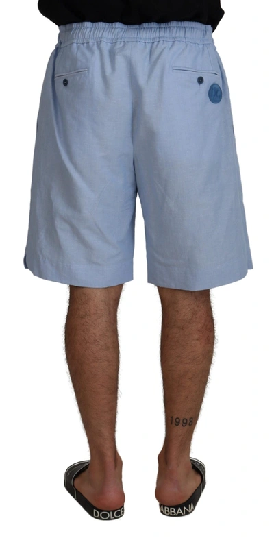 Shop Dolce & Gabbana Light Blue Bermuda Mid Waist Casual Men's Shorts
