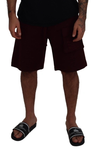 Shop Dolce & Gabbana Maroon Bermuda Cargo Men Men's Shorts