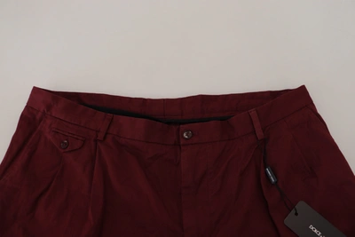 Shop Dolce & Gabbana Maroon Cotton Bermuda Casual Men's Shorts