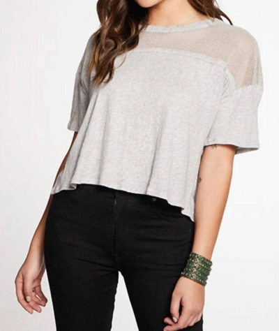 Shop Chaser S/s Gauzy Cotton Mesh Boxy Tee In Heather Grey