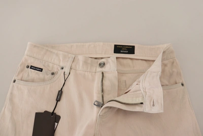 Shop Dolce & Gabbana Off White Cotton Skinny Men Denim Men's Jeans