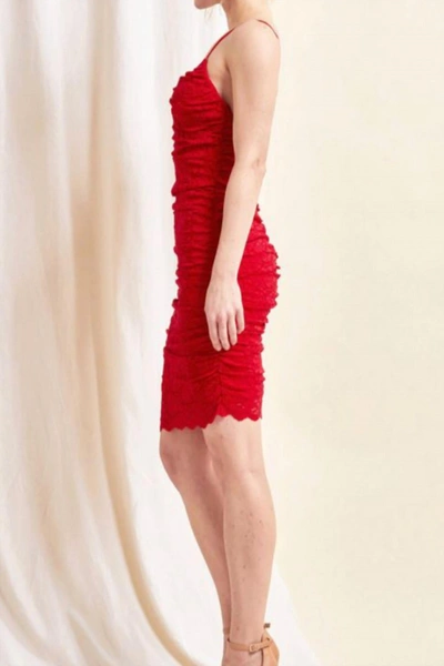 Shop Lena Red Lace Mini Dress