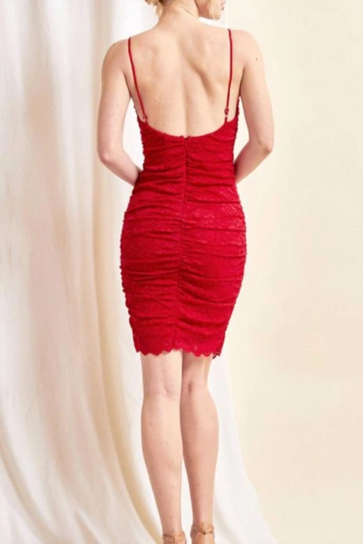 Shop Lena Red Lace Mini Dress