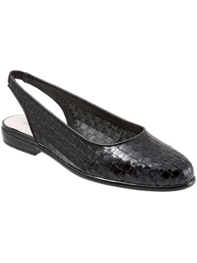 Shop Trotters Lucy Womens Leather Woven Slingbacks In Black