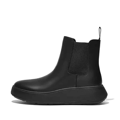 Shop Fitflop Chelsea Leather Flatform Boots In Black