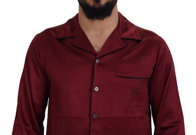 Shop Dolce & Gabbana Red Silk Lounge Top Pajama Sleepwear Men's Shirt