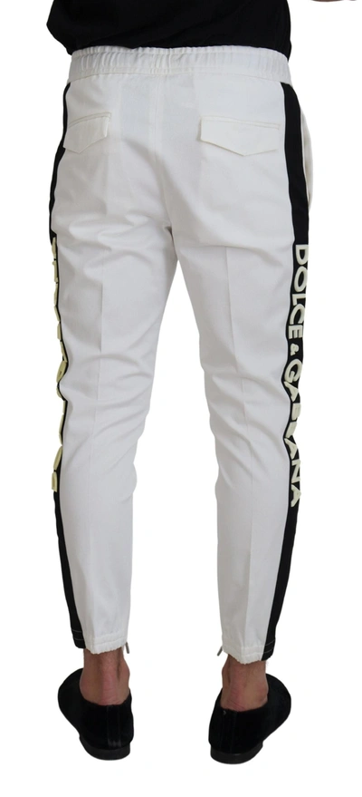 Shop Dolce & Gabbana Elegant White Cotton Jogger Men's Pants