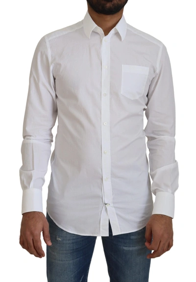 Shop Dolce & Gabbana Elegant White Slim Fit Dress Men's Shirt