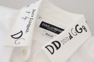 Shop Dolce & Gabbana Elegant White Cotton Dress Men's Shirt