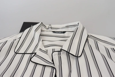 Shop Dolce & Gabbana White Stripes Cotton Pajama Sleepwear Men's Shirt In Black/white