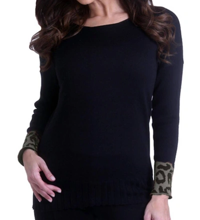 Shop Angel Leopard Sleeve Sweater In Black/gray In Blue