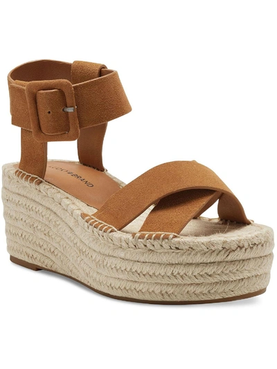 Shop Lucky Brand Audrinah Womens Suede Ankle Strap Espadrilles In Brown