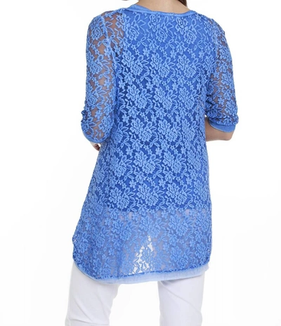 Angel Lace 3/4 Sleeve Tunic In Blue In Blue