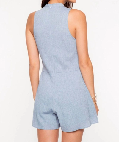 Everly Mock Neck With V Romper In Blue