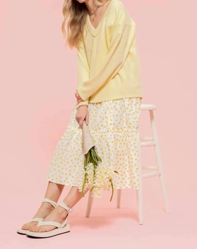 Blu Pepper V-neckline Knit Sweater In Yellow