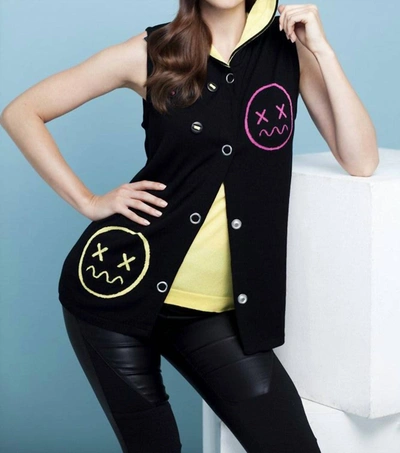 Shop Angel Emoji Hooded Vest In Black Multi