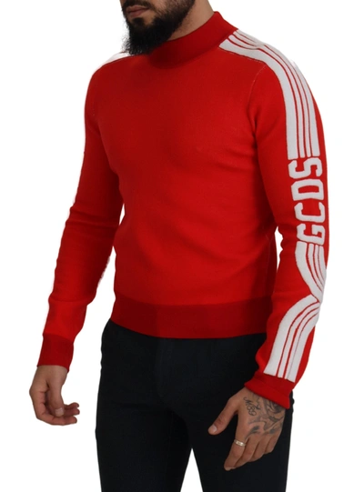 Shop Gcds Red Wool Logo Printed Crew Neck Men Pullover Men's Sweater