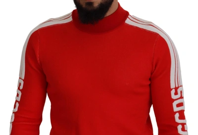 Shop Gcds Red Wool Logo Printed Crew Neck Men Pullover Men's Sweater