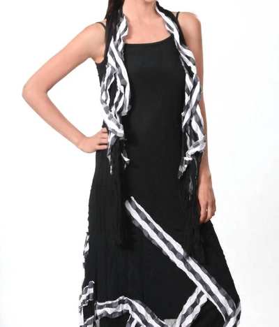 Angel Checkerboard Stripe Maxi Dress In Black/white In Black