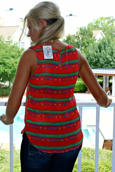 Everly Sleeveless Printed Top In Red