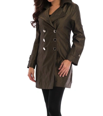 Shop Angel Metallic Double Breasted Rain Jacket In Army In Green