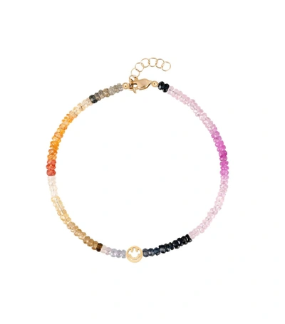 Shop Roxanne First The Smiley Rainbow Sapphire Beaded Bracelet In Multi