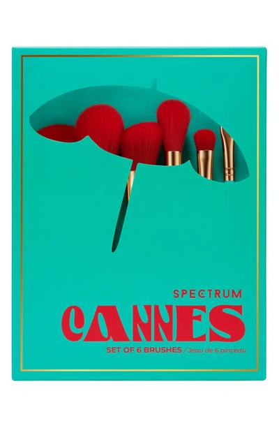 Shop Spectrum Cannes Travel Book 6-piece Makeup Brush Set $56 Value In Green/ Red