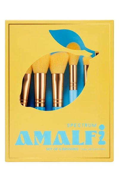 Shop Spectrum Amalfi Travel Book 6-piece Makeup Brush Set $56 Value In Blue/ Yellow