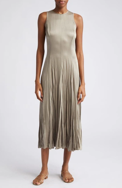 Shop Michael Kors Dégradé Pleated Sleeveless Crepe Dress In Taupe