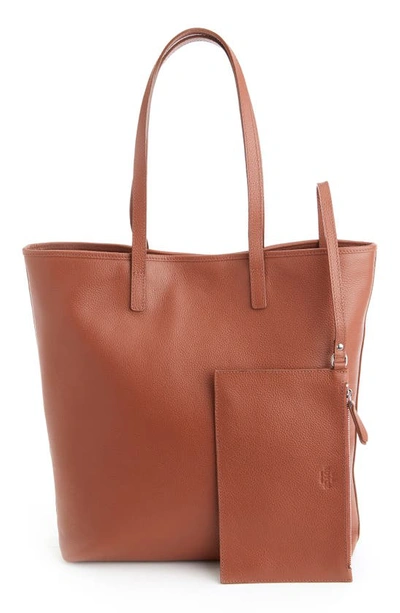 Shop Royce New York Tall Leather Tote With Wristlet In Tan