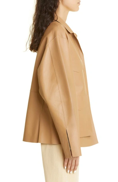 Shop Totême Toteme Army Leather Jacket In Camel