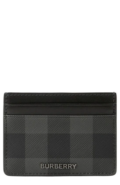 Shop Burberry Sandon Check Card Case In Charcoal